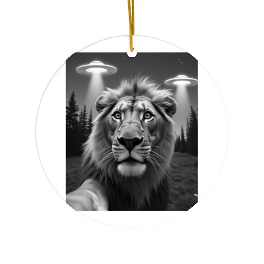 UFO Funny Lion Ceramic Ornaments