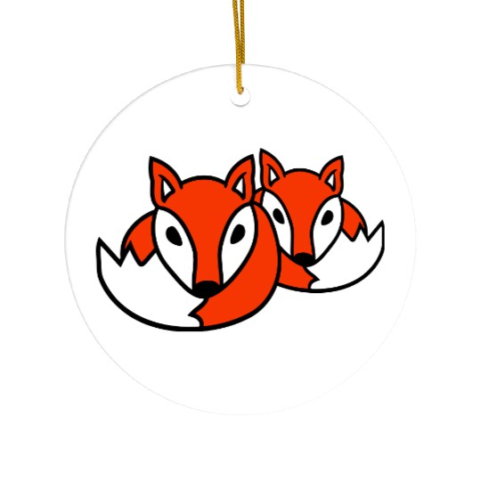 2 Foxes Friends Red Fox Two Wild Animals Team Crew Ceramic Ornaments