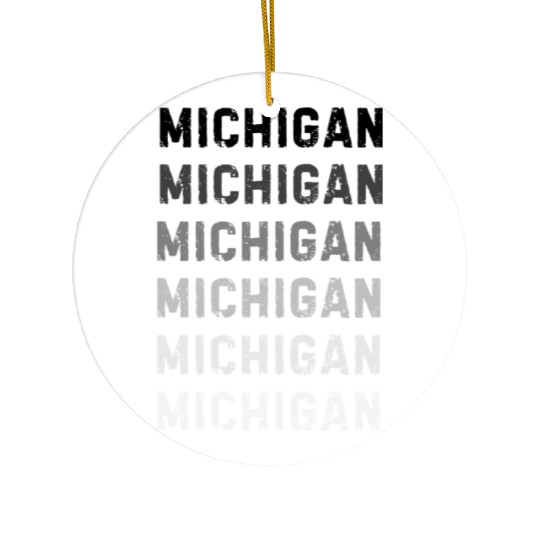 MICHIGAN US State Black and White Simple Design Ceramic Ornaments