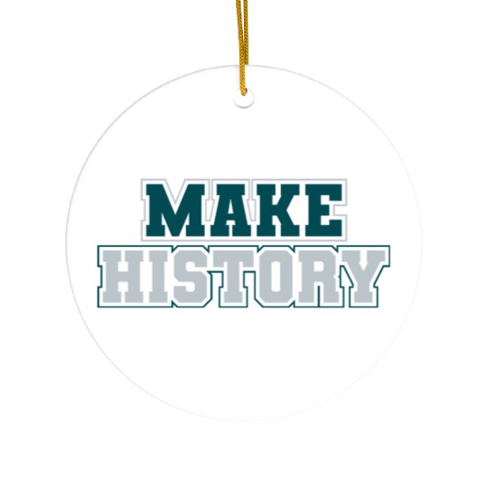 Make History Green and Silver Ceramic Ornaments