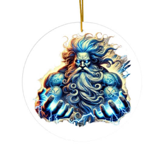 The Greek God Zeus with Lightning Ceramic Ornaments