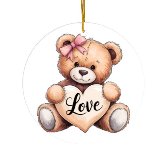Valentines Teddy Bear Love Love Bear Bear Hug Cudd Ceramic Ornaments