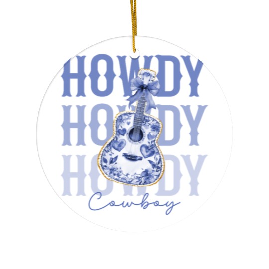 Howdy Cowboy Guitar Ceramic Ornaments