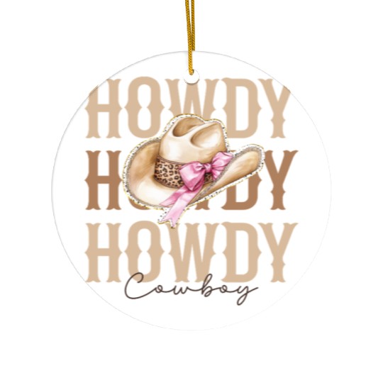 Howdy Cowboy hat Ceramic Ornaments