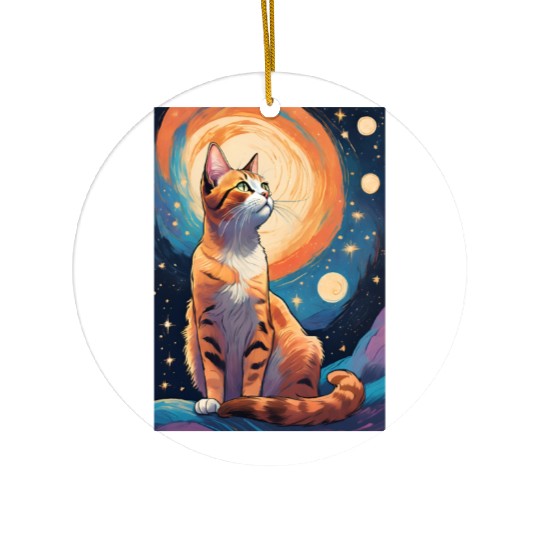 Cat painting red black cat Ceramic Ornaments