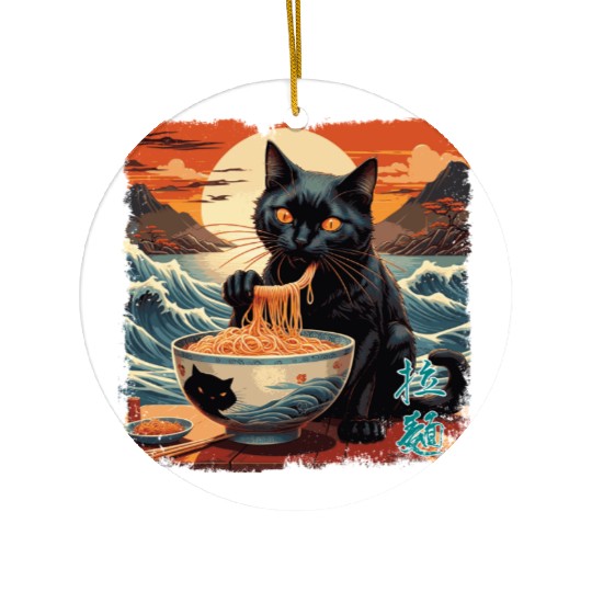 Cat Ramen Ceramic Ornaments