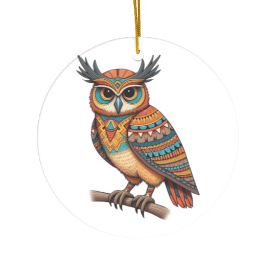 aztec owl funny owl design for bird lovers Ceramic Ornaments
