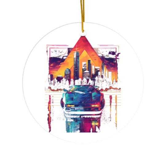80s 90s Car City Synthwave Vaporwave Retro Ceramic Ornaments