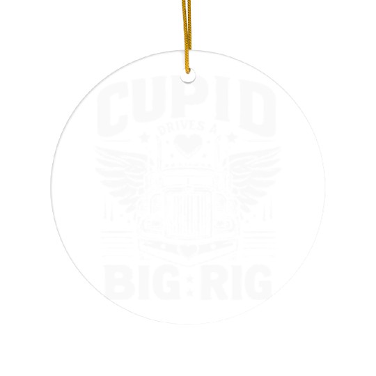 Cupid Drives a Big Rig Ceramic Ornaments