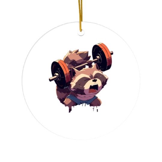 Weightlifting Raccoon Workout Gym Gift Ceramic Ornaments
