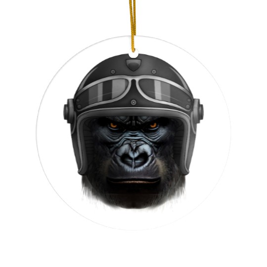 Biker Gorilla Motorcycle Silver Back Monkey Ceramic Ornaments