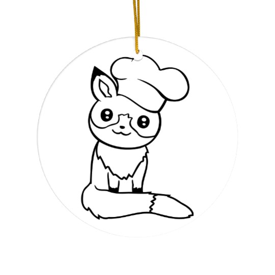 Fox Cooking Hat Restaurant Kitchen Happy Fun Ceramic Ornaments