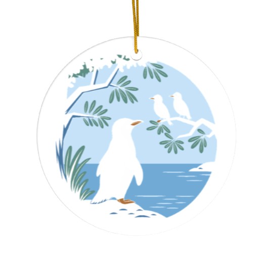 Birdwatching Penguins Nature Scene Ceramic Ornaments