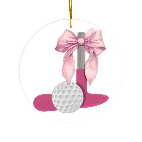 Coquette Bow Mini Golf Golfer Mothers Day Ceramic Ornaments