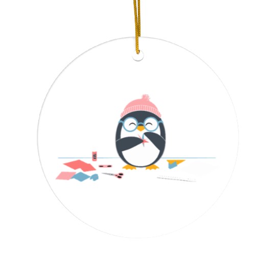 Crafting Hobby Penguin with Scissors Relaxation Ceramic Ornaments