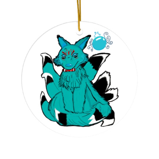 Kyūbi no kitsune or Nine Tailed Fox Ceramic Ornaments