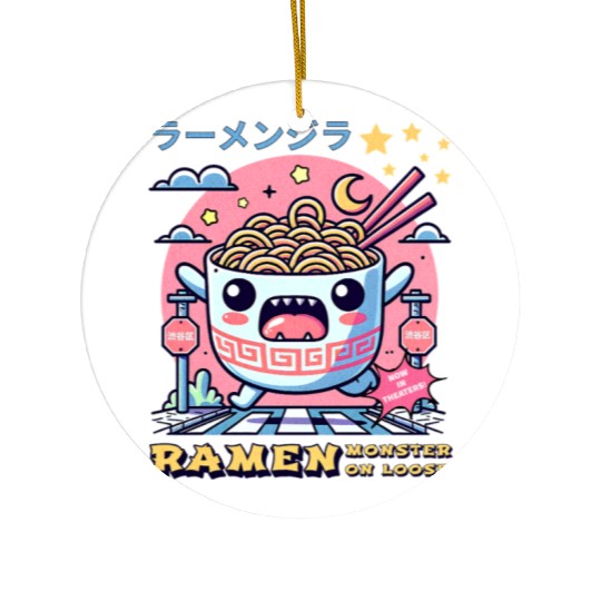 Ramenzilla Cute Kawaii Ramen Monster Ceramic Ornaments