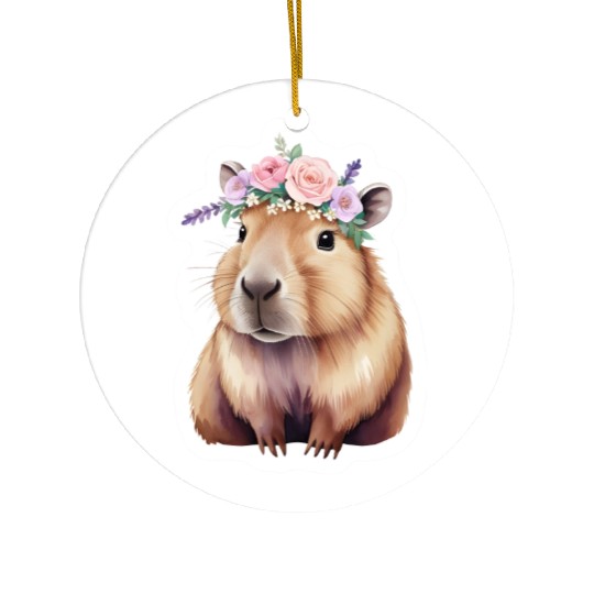 Capybara with Flowers Ceramic Ornaments