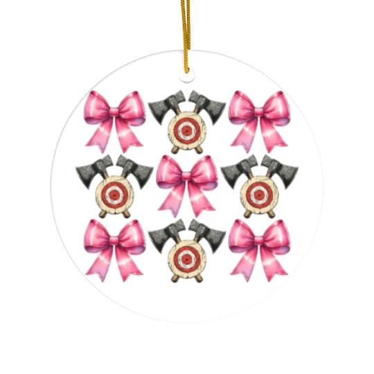 Coquette Bow Axe Throwing Axe Thrower Mothers Day Ceramic Ornaments