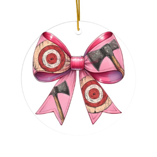 Coquette Bow Axe Throwing Axe Thrower Mothers Day Ceramic Ornaments
