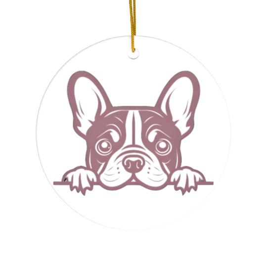 French Bulldog Frenchie Sweet Face Pink Ceramic Ornaments