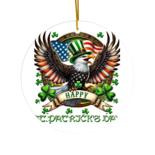 Happy St. Patricks Day Eagle With Shamrock And Ceramic Ornaments