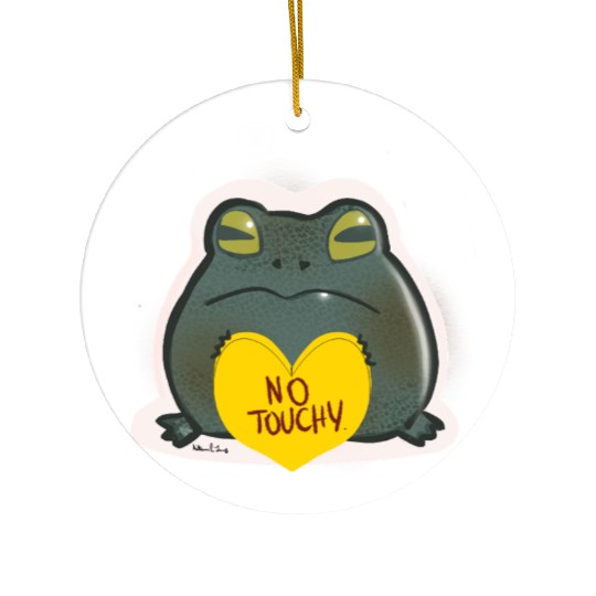 NO Touchy! Grumpy toad. Ceramic Ornaments