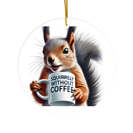 Sassy Squirrel Needs Coffee Ceramic Ornaments