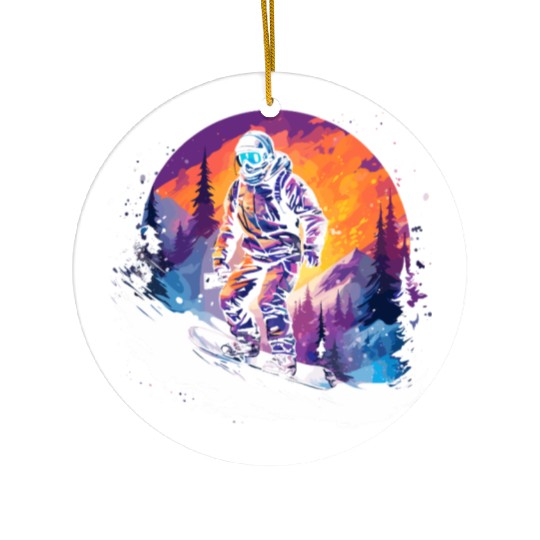 Snowboarding 80s Look Ceramic Ornaments