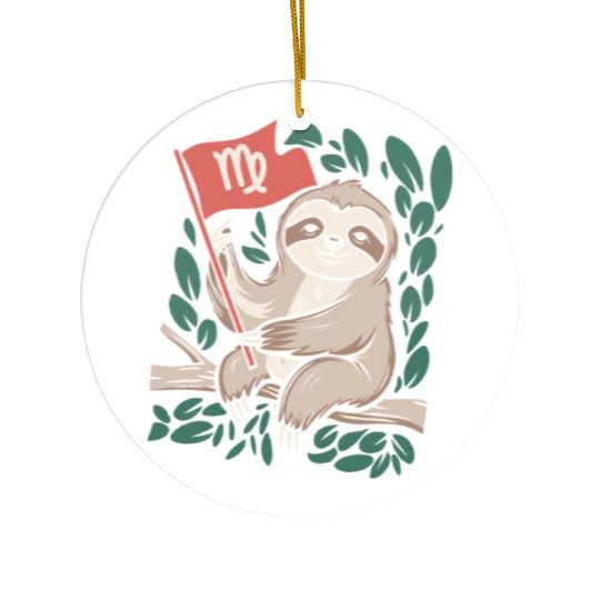 Charming Virgo Zodiac Sloth Embracing the Stars Ceramic Ornaments