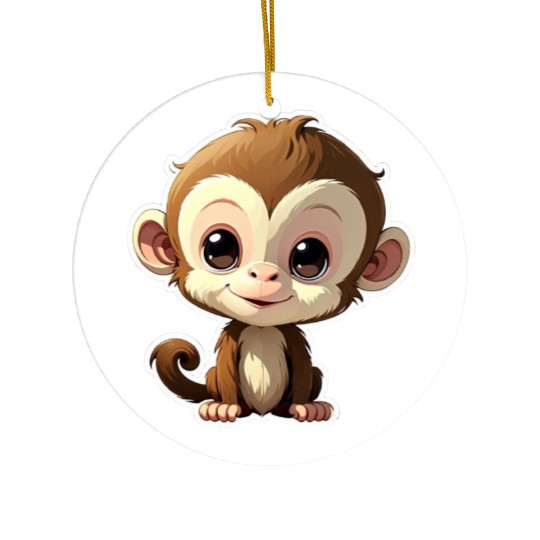 Monkey Chibi-Style Sticker Ceramic Ornaments