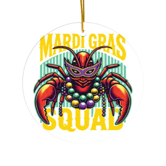 Mardi Gras Crayfish Squad Celebration Ceramic Ornaments