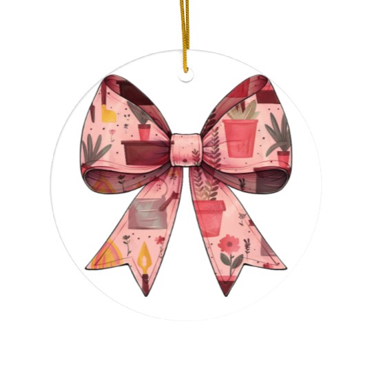 Coquette Bow Gardening Gardener Plants Pattern Ceramic Ornaments