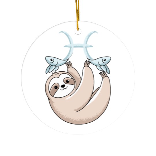Pisces Zodiac Sloth Embracing Your Cosmic Calm Ceramic Ornaments