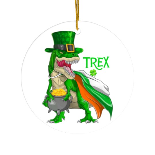 Dinosaur St Patricks Day Happy St Pat Trex T rex Ceramic Ornaments