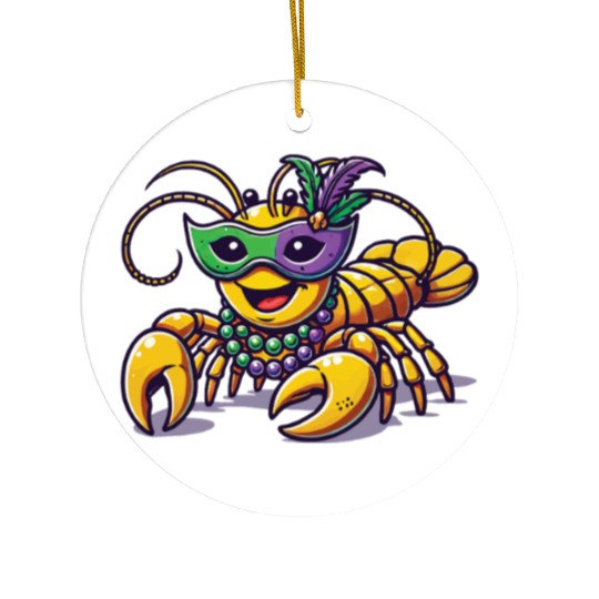 Mardi Gras Crawfish Beads Mask Fun Ceramic Ornaments