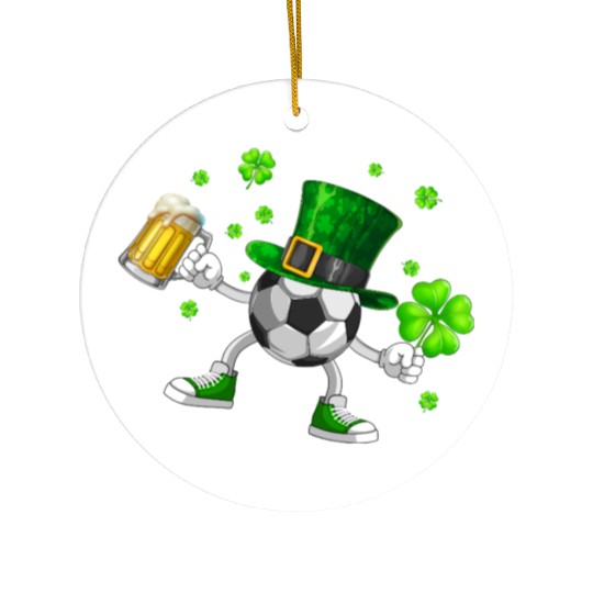 Soccer Drinking Beer St Patrick's Day Ceramic Ornaments
