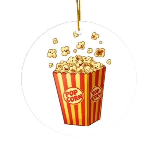A popcorn box with little popcorn jumping out Ceramic Ornaments