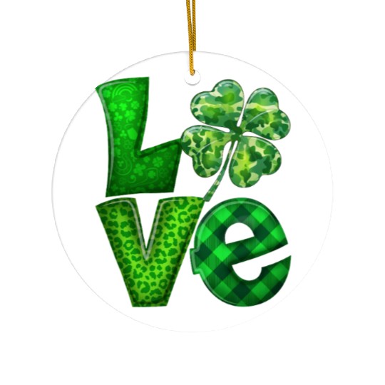 Love Shamrock St Patricks Day Ceramic Ornaments