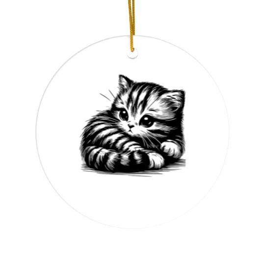 Soft Kitty (dark) Ceramic Ornaments