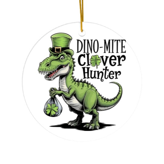 Dino-Mite Clover Hunter Ceramic Ornaments