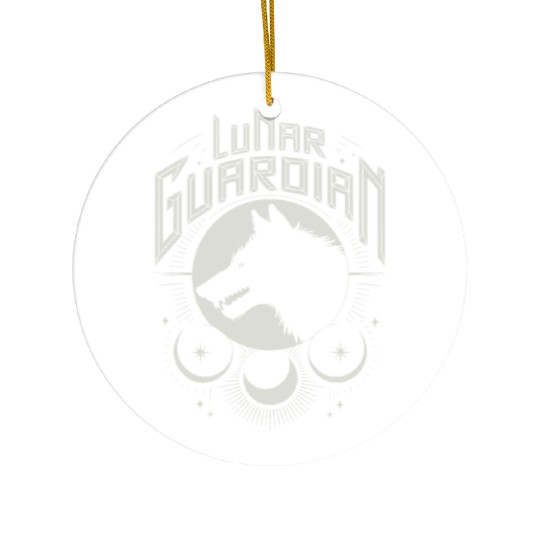 Lunar Guardian Celestial Wolf Moon Phases Ceramic Ornaments