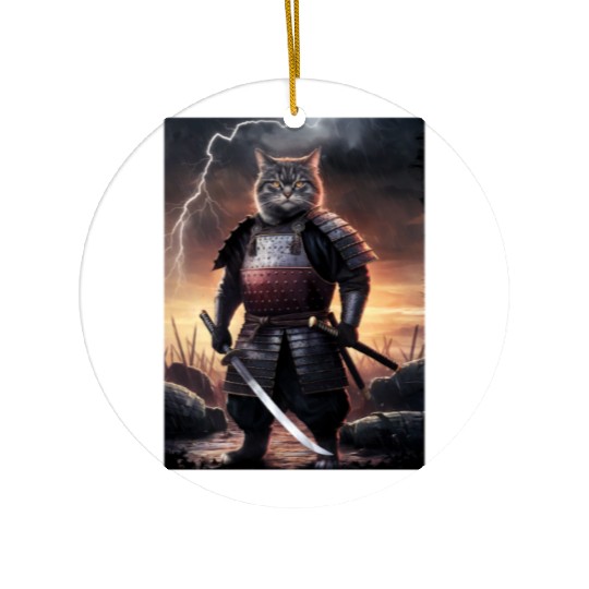 Japanese Cat Samurai Cat Ceramic Ornaments