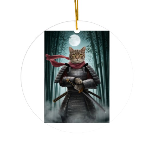 Japanese Cat Samurai Cat Ceramic Ornaments