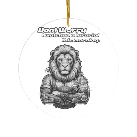 Fearless Tattooed Lion I Watched a tutorial Ceramic Ornaments