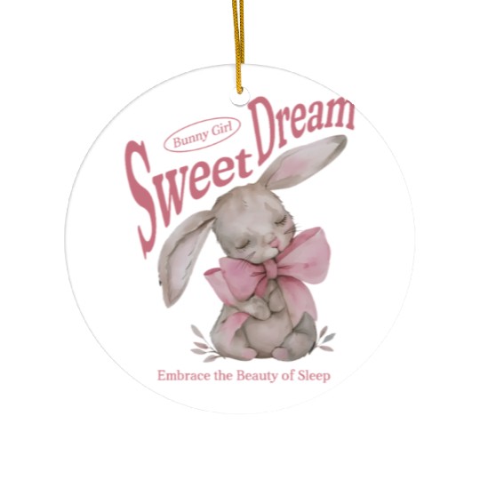 Happy Easter Bunny Coquette Bow Sweet Dream Easter Ceramic Ornaments