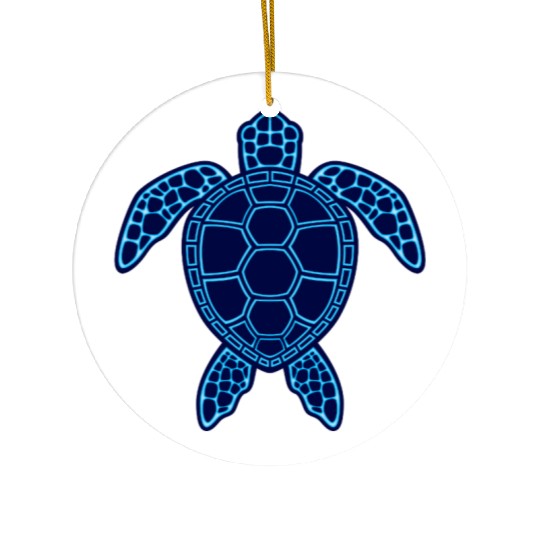 Blue Neon Lava Sea Turtle Design Ceramic Ornaments