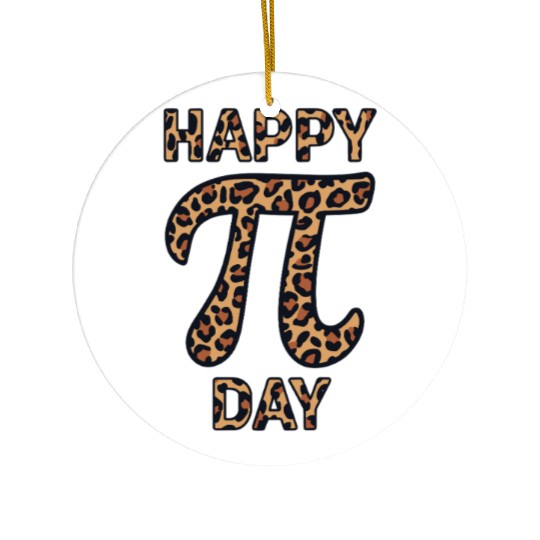 Happy Pi Day Leopard Print Celebration with Math Ceramic Ornaments