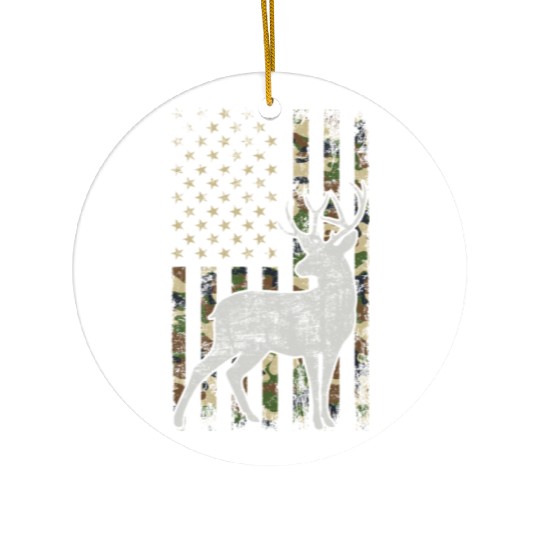 Whitetail Buck Deer Hunting American Camouflage Ceramic Ornaments