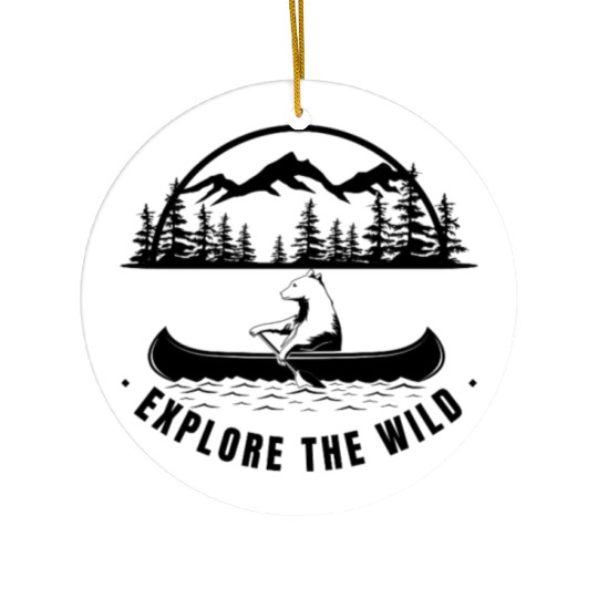 Explore the Wild | Forest Bear Canoe Adventure Ceramic Ornaments